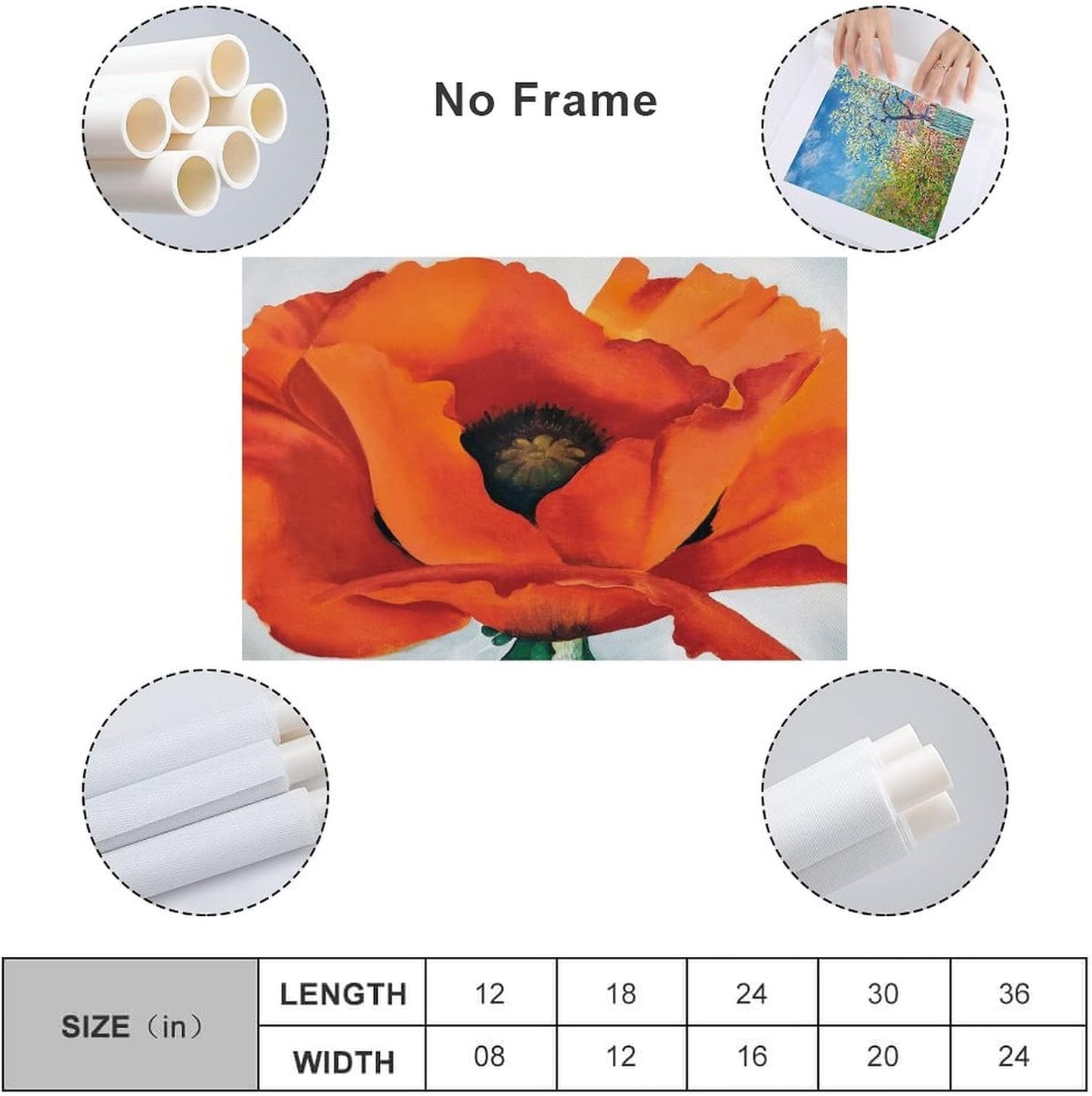 Red Poppies Flower Poster Canvas Wall Art 16x24 Inch W8592