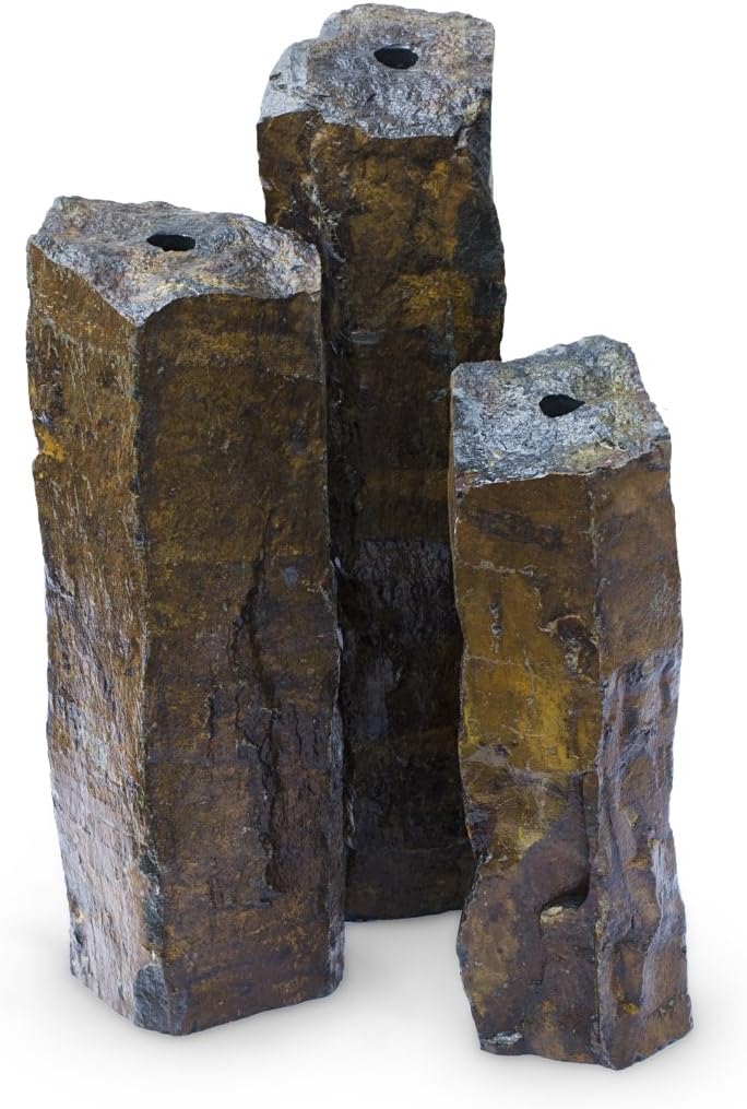 Mongolian Basalt Stone Fountain Columns, Set of 3 Y6366