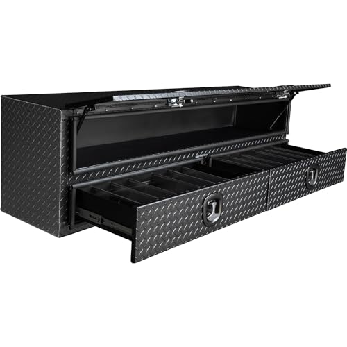Aluminum Heavy-Duty Truck Tool Box with Lower Door, Diamond Tread, 21 x 18 x 72 Inch G7285