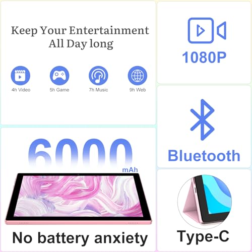 Android Tablet 10 Inch with Keyboard, Mouse, Stylus, 128GB ROM 6GB RAM K43661