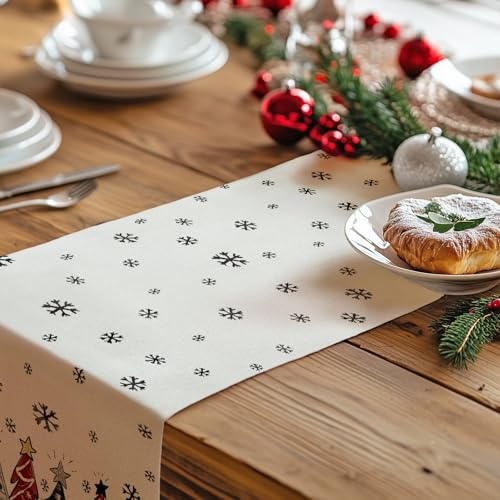 Christmas Table Runner 13x72 Inch, Red Winter Holiday Decor S612