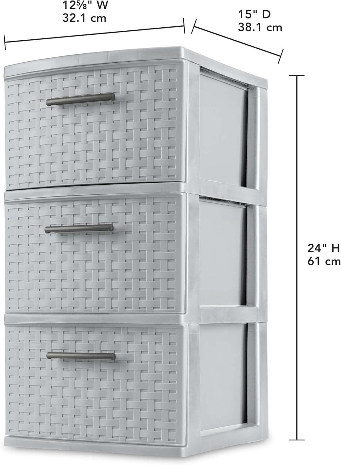 3 Drawer Weave Tower Plastic T5655