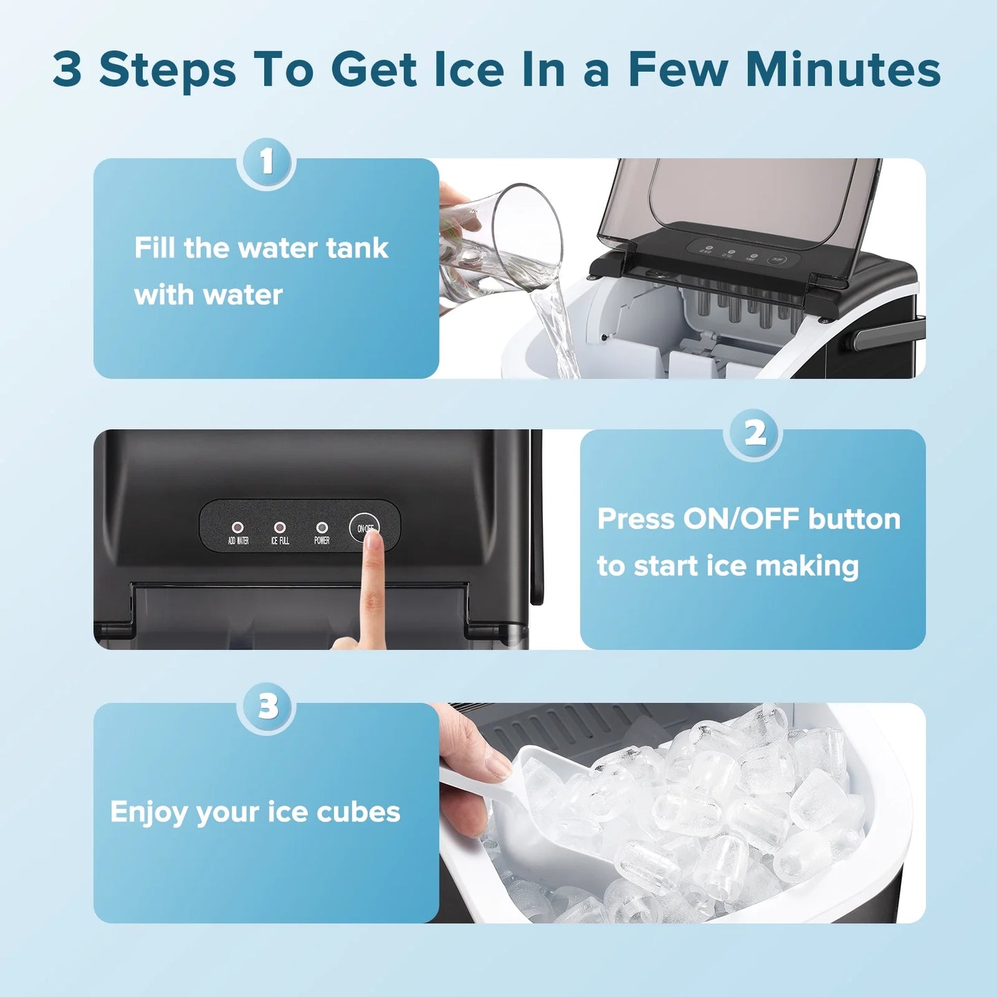 Portable Ice Maker Countertop, Self-Cleaning, 26lbs/24H E52347