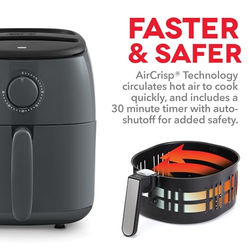 Electric Air Fryer Oven, 2.6 Qt., Grey, Compact, Auto Shut Off, 1000-Watt L764