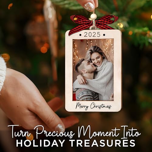 Christmas Ornament Picture Frame - Wooden Landscape Photo Frame for Tree U75225
