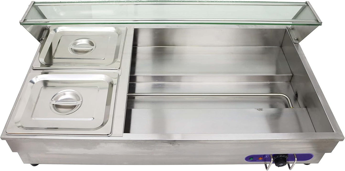 6-Pan Bain-Marie Buffet Food Warmer Double Row Electric Stainless Steel 2000W W1999