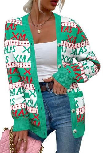 Funny Christmas Cardigan for Women Open Front Knit Coat U698