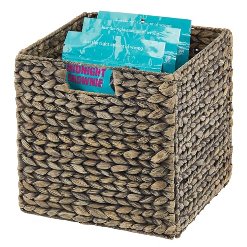 Woven Hyacinth Cube Organizer Basket with Handles, 8 Pack, Black Wash P159359