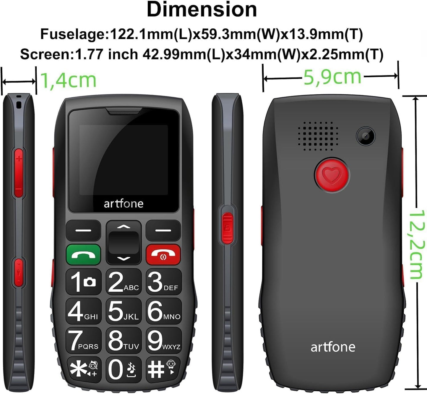 Big Button 4G Senior Phone with SOS, Loud Volume, and Charging Dock S36305