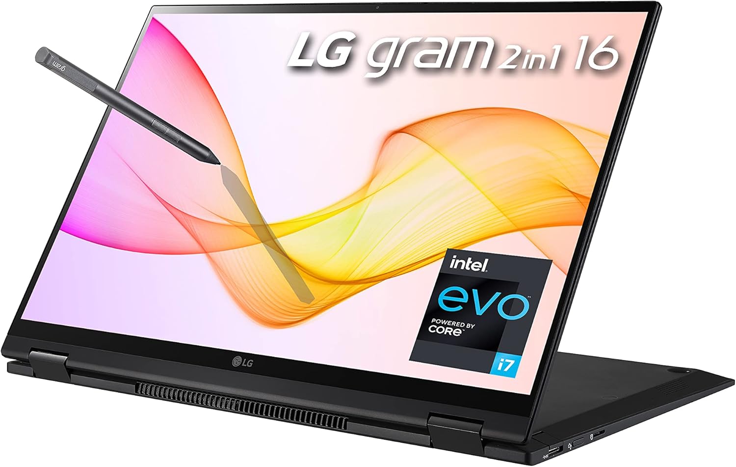 LG gram 16T90P - 16" WQXGA (2560x1600) 2-in-1 Lightweight Touch Display Laptop, Intel evo with 11th gen Core i7 1165G7 CPU, 16GB RAM, 2TB SSD, 21 Hours Battery, Thunderbolt 4, Black - 2021