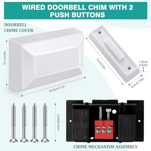 Wired Doorbell Chime Kit with 2 Lighted Push Buttons for Front and Rear Door T498