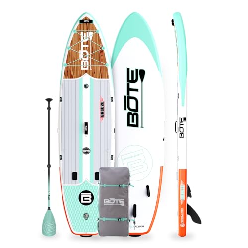 BOTE 11' FT 6" Breeze Aero Inflatable Stand Up Paddle Board, MAGNEPod Compatible Blow Up iSUP Great for Adults Kids Family Travel Friendly Multiple Sizes Color Options