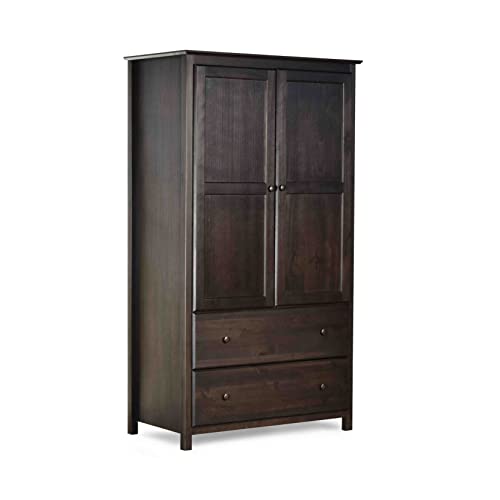 Shaker 2-Door Wardrobe, Solid Wood with Walnut Finish N5616