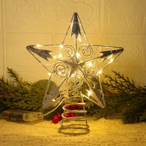 Star Tree Topper with 20 LED Lights, Battery Powered Christmas Decorations X627861