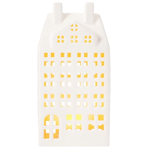 Light Up Christmas Village Set, White Ceramic House with Lights, Tabletop Decor X84474