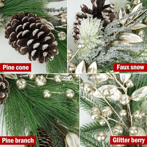 6.6 ft Christmas Garland with Faux Cedar and Glitter Berry H2007