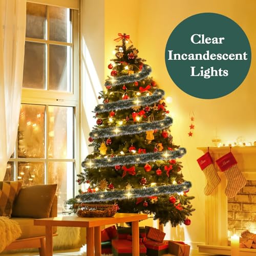Christmas Garland with Lights 15FT, Artificial for Mantle Stairs Railing K70835