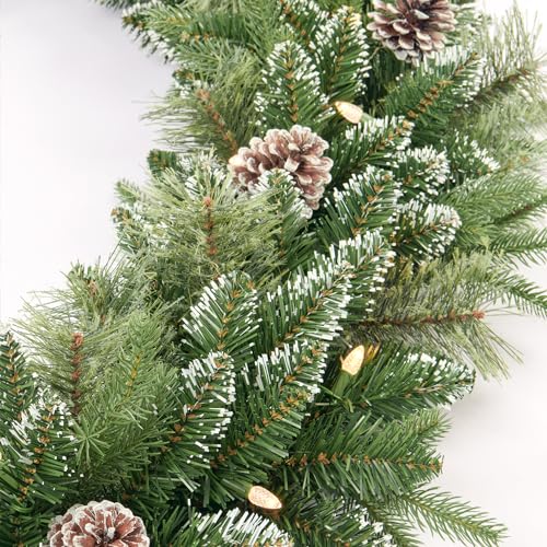 Pre-lit Christmas Garland 9ft with 50 LED Lights, Battery Operated I824