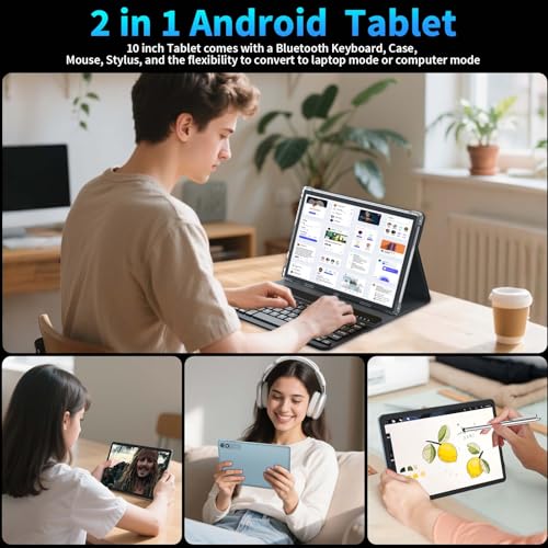Android 15 Tablet with Keyboard, 10.1 Inch, 2-in-1, 24GB+128GB A6724