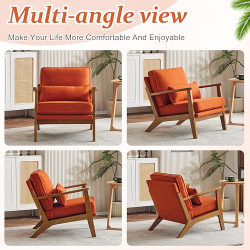 Solid Wood Accent Chair with Pillow, Set of 2, Navy Blue G399556