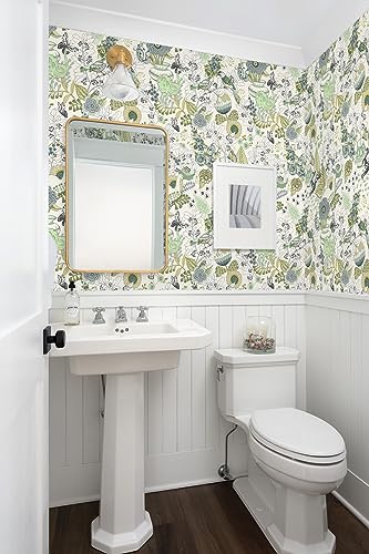 Floral Peel and Stick Wallpaper Green Plants Flower Contact Paper O631