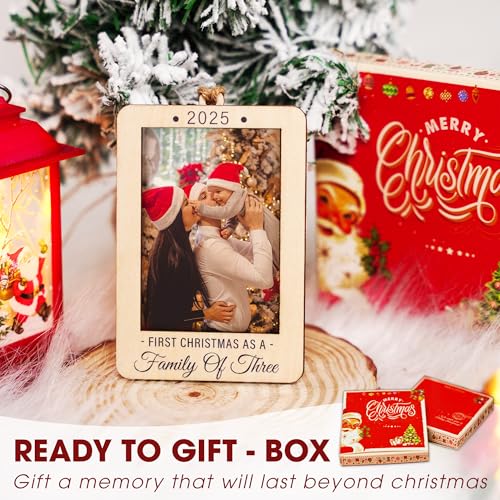 Christmas Ornament Picture Frame - Wooden Landscape Photo Frame for Tree U75225