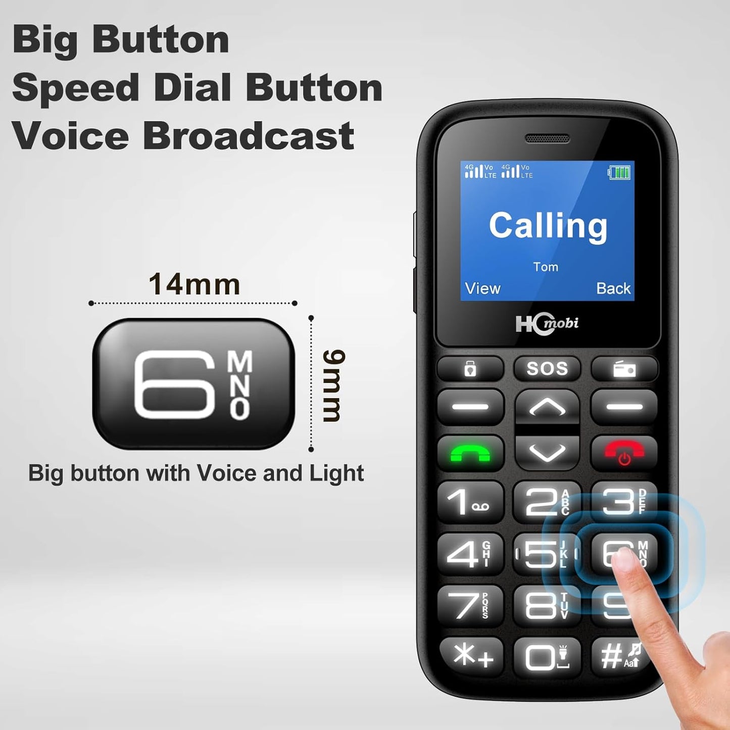 Unlocked Cell Phones for Seniors, Big Button with SOS, Type-C Charging Dock, Dual-SIM A527
