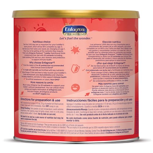 Toddler Nutritional Drink Powder with DHA and Prebiotics, Non-GMO, 24 Oz Can D1154