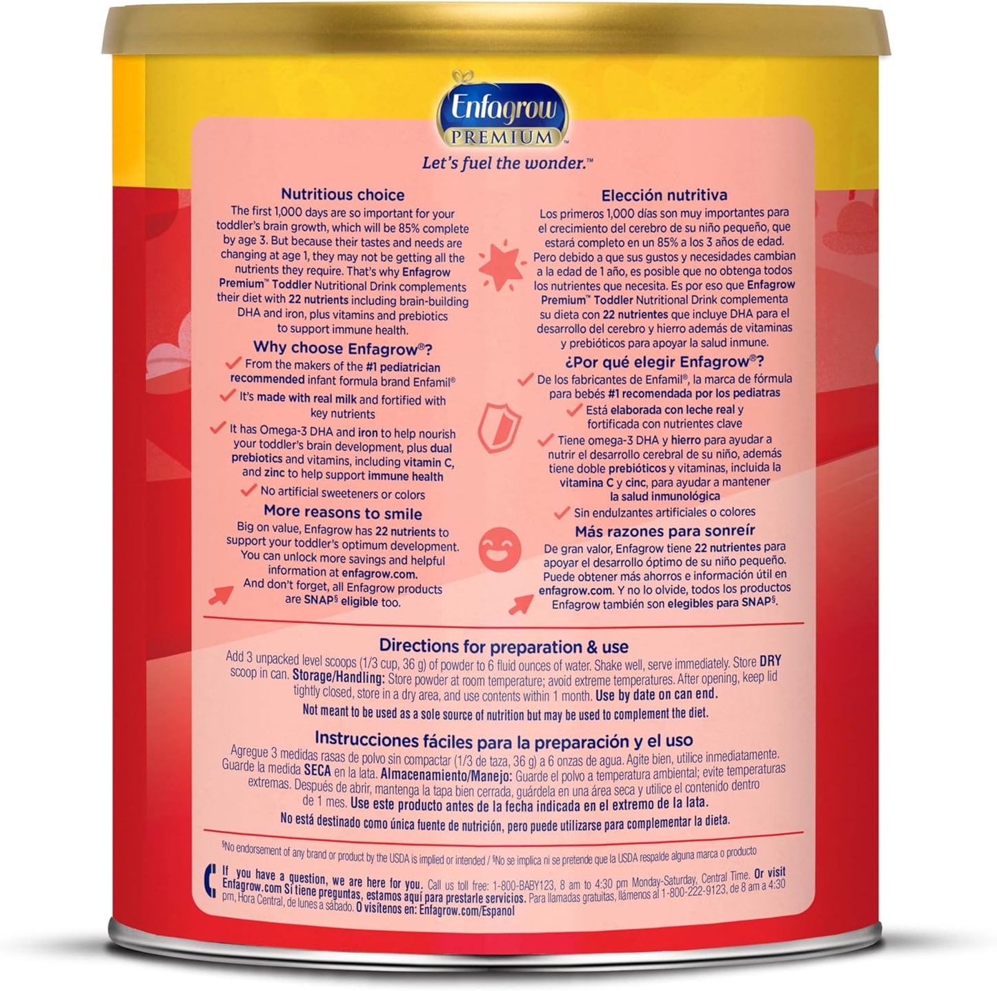 Toddler Nutritional Drink, Natural Vanilla, Powder Can, 32 Oz B8056