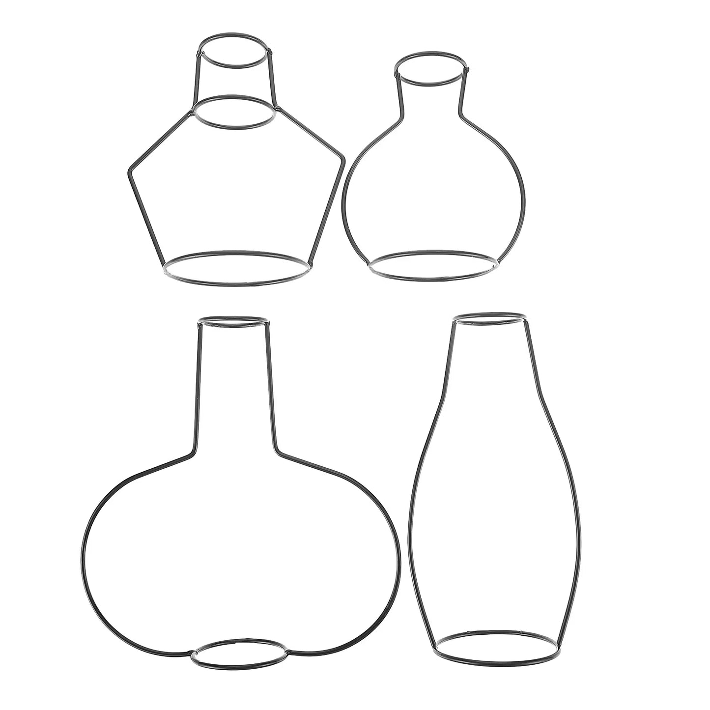 12 pcs  Flower Vases With Iron Art Frame Frame Bottle Home Flower Arrangement Bottle