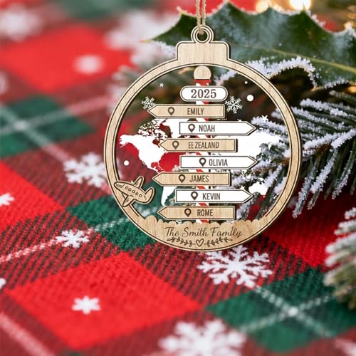 Personalized Christmas Wooden Ornaments with Family Names J389