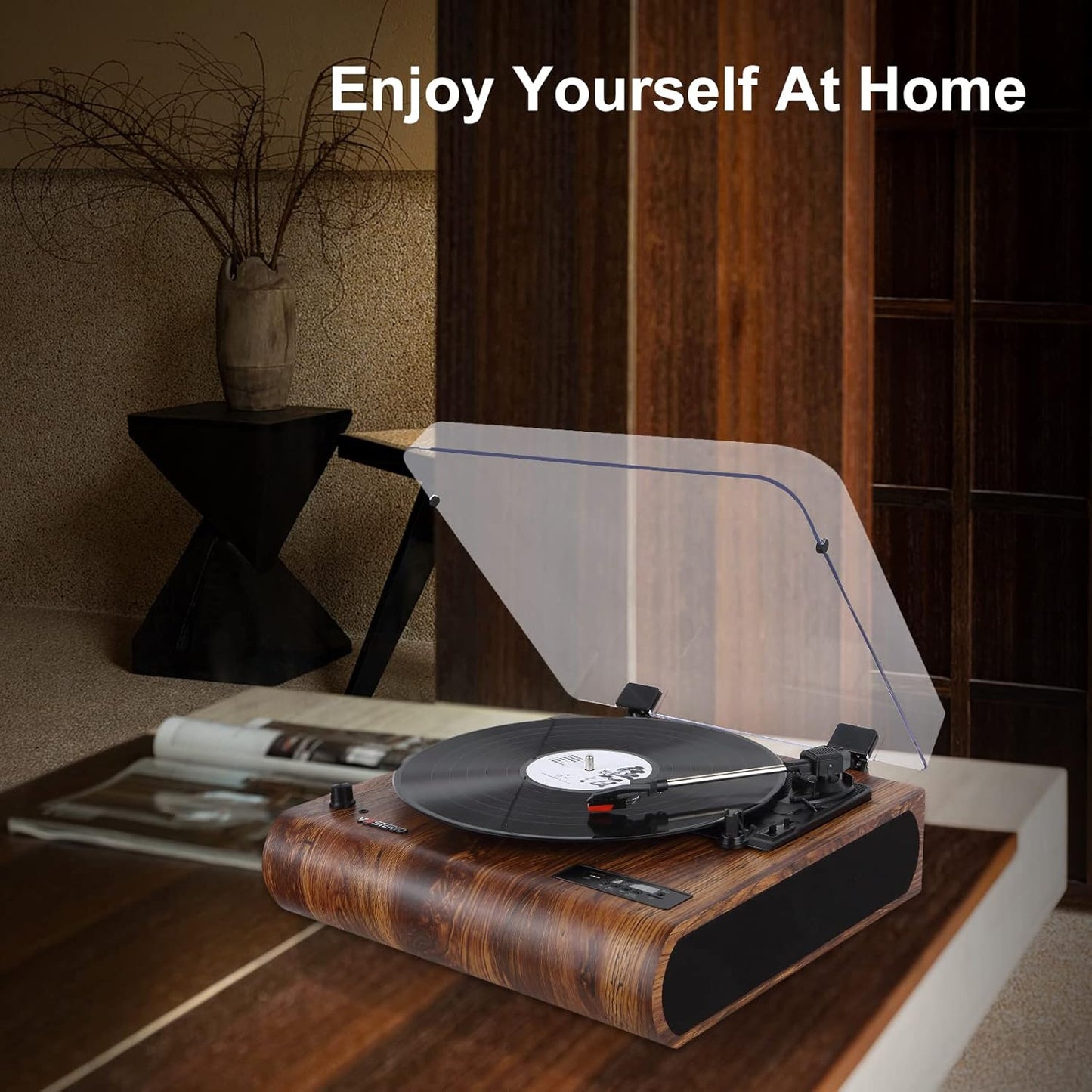 Bluetooth Turntable with Built-in Speakers, Retro Vinyl Player S1155