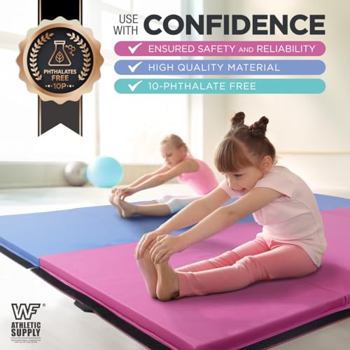 10 x 4 ft 4-Fold Folding Exercise Mat with Carrying Handles, 2 or 3 Inch Thick, for Gymnastics, Yoga, MMA G387566