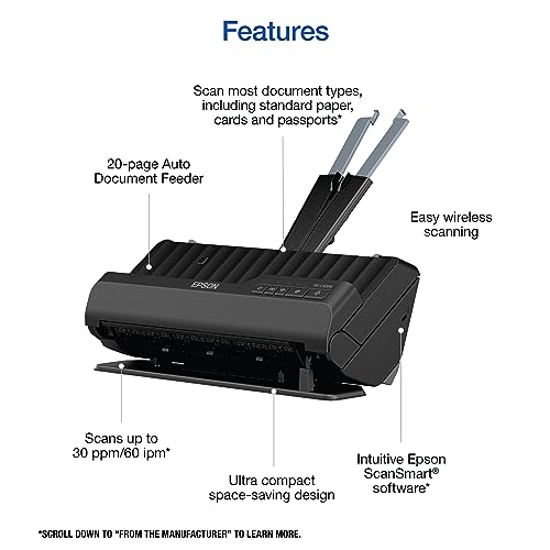 Wireless Compact Desktop Document Scanner with Auto Document Feeder B4143
