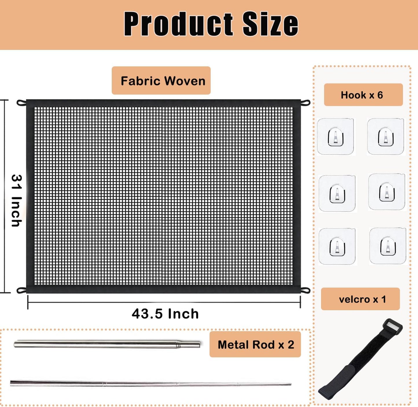 Portable Pet Gate for Doorways, Stairs, No Drill Mesh Safety Fence E931377