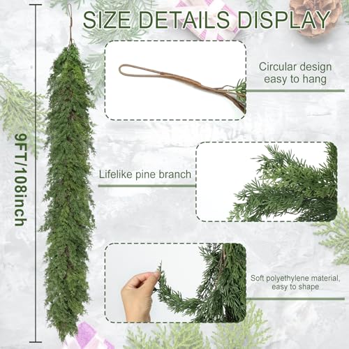 6 ft Christmas Cedar Garland - Realistic Greenery Cypress Artificial Pine Decor K327944