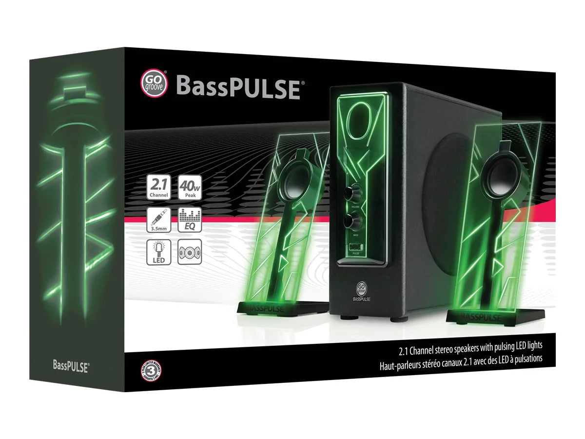 Computer Speakers with Stereo Sound and Green LED Glow I7798