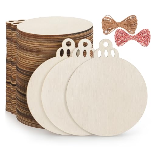 50PCS 4-Inch Unfinished Wooden Christmas Ornaments for DIY Crafts M377079