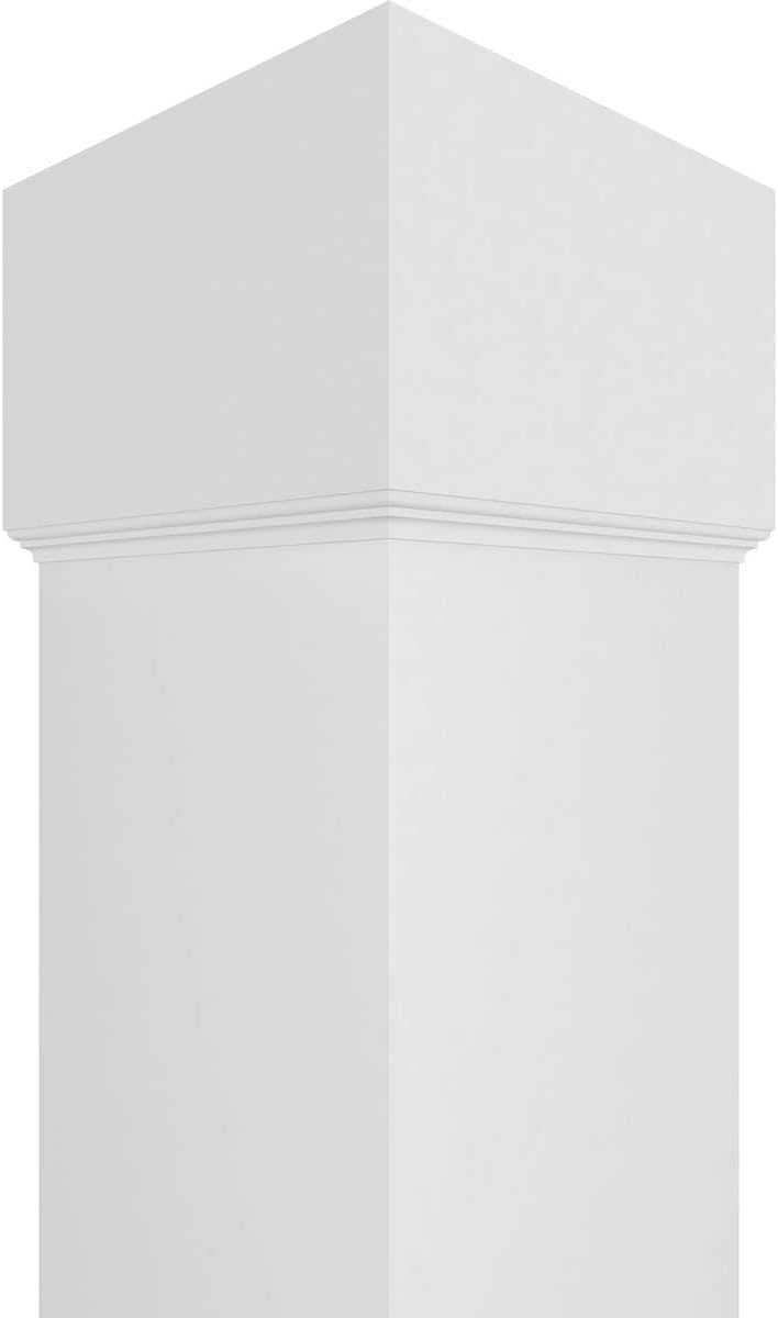 10"W x 9'H Square Non-Tapered Smooth PVC Column Wrap Kit with Capital & Base B298184