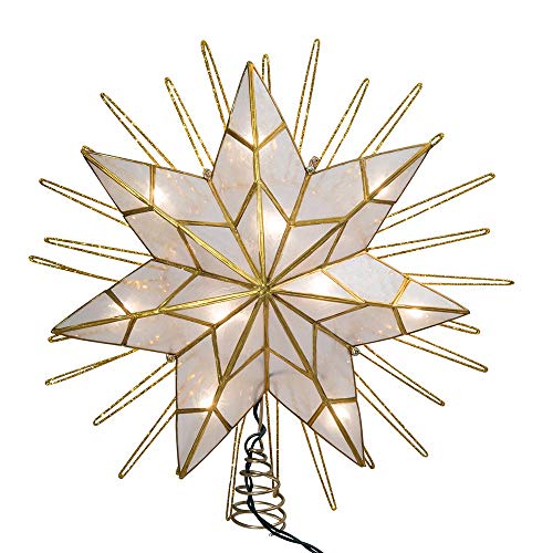 12" 7-Point Capiz Lighted Christmas Tree Star Topper with Wire Rays Accent U6010