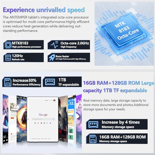Android Tablet 10.1 Inch, 16GB RAM 128GB ROM, 2 in 1 with Keyboard Pen D35775