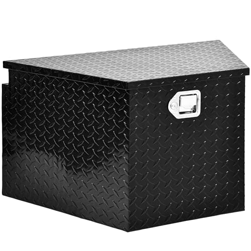 YITAMOTOR 33 Inch Trailer Tongue Boxes, Heavy Duty Aluminum Trailer Tool Box, Diamond Plate Storage Box, Waterproof Trailer Box for Pick Up Truck Bed, RV Trailer with Lock and Keys