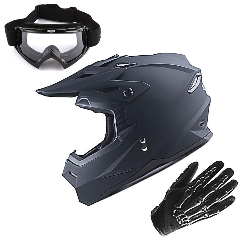 Adult Motocross Helmet Full Face Racing Style Matt Black U258