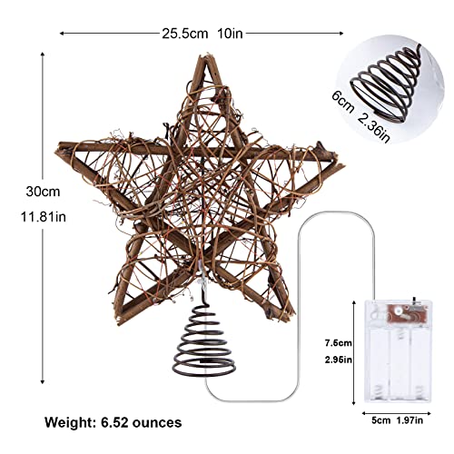 Rattan Star Christmas Tree Topper with 50 Warm LED Lights Y8171