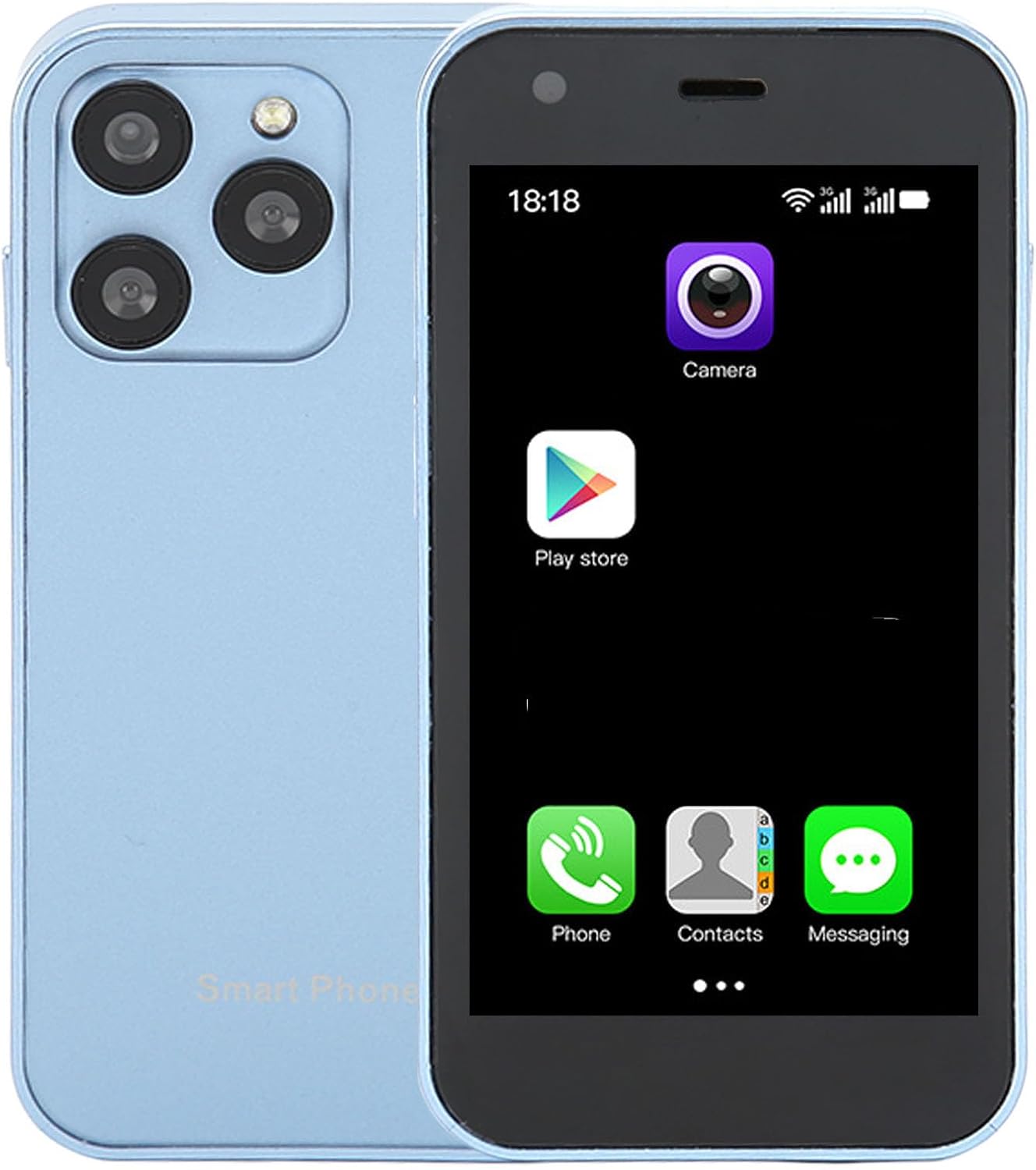 Acogedor Mini 3G Smartphone, 3.0 Inch SOYES XS15 Mini Smartphone with HD Camera, Quad Core, Dual Sim, WiFi, Cute Smartphone, 2GB 16GB Slim Mobile Phone (Blue)