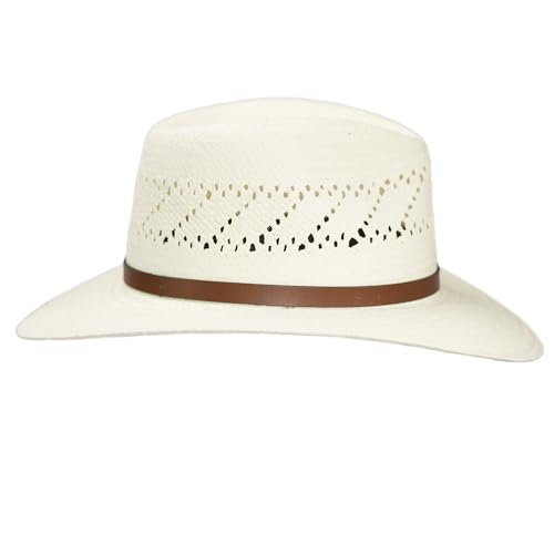 Vented Panama Straw Fedora Hat U64374
