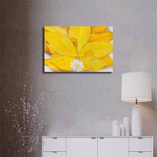Yellow Pecan Leaves and Daisies Poster Canvas Wall Art Unframed C74984