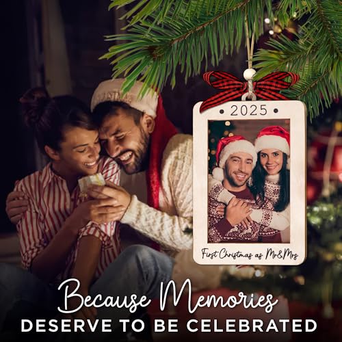 Christmas Ornament Picture Frame - Wooden Landscape Photo Frame for Tree U75225