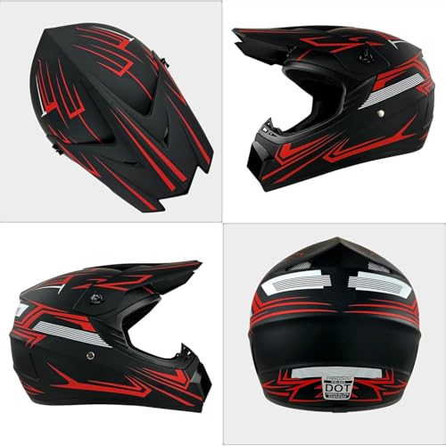 Kids Motocross Helmet with Goggles Gloves & Mask, Full Face ATV Dirt Bike Helmet Y3452
