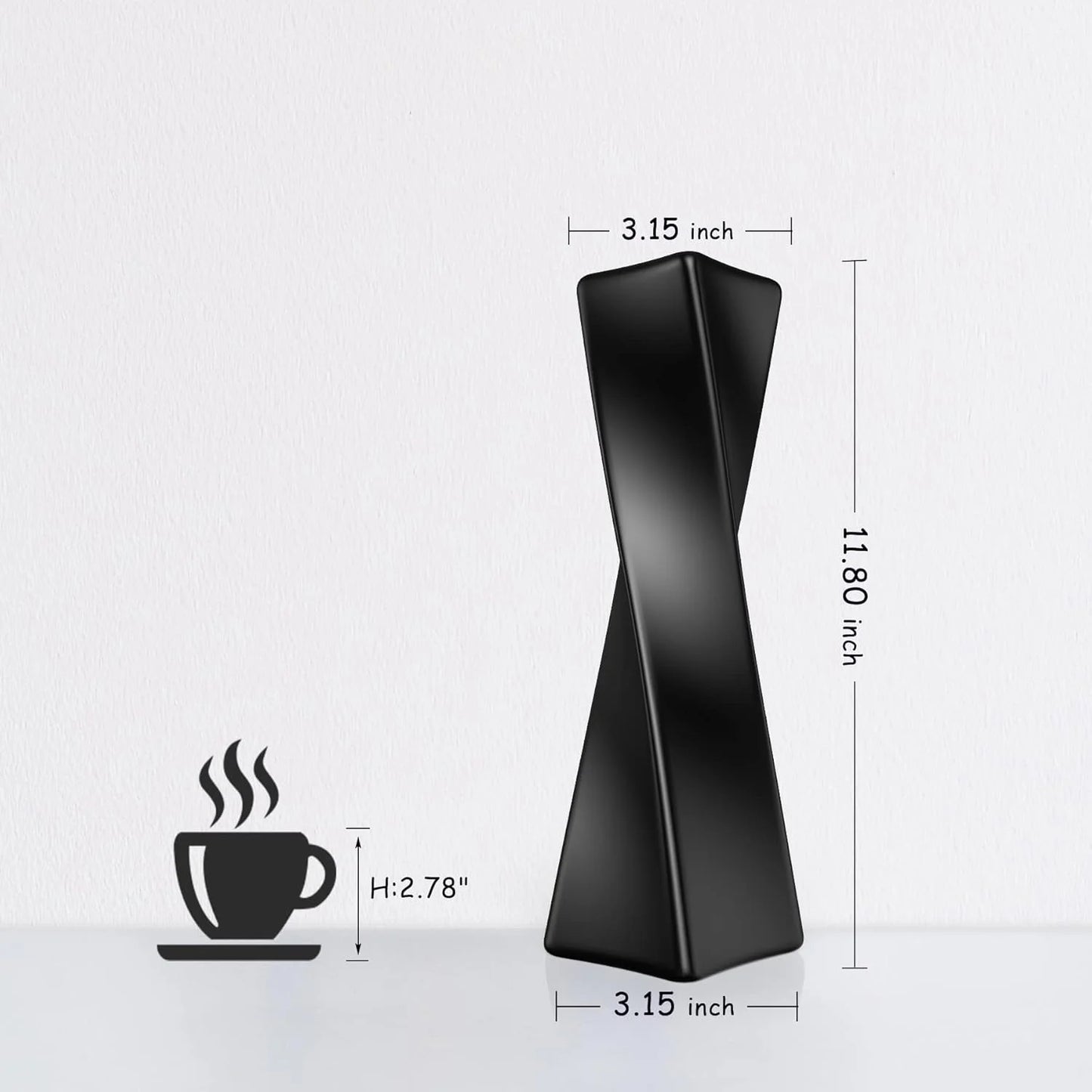 Black Ceramic Geometric Vase F3228